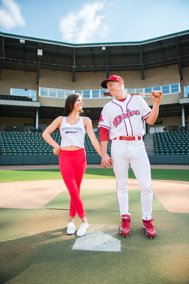 Greenville Drive stadium engagement pictures downtown Greenville