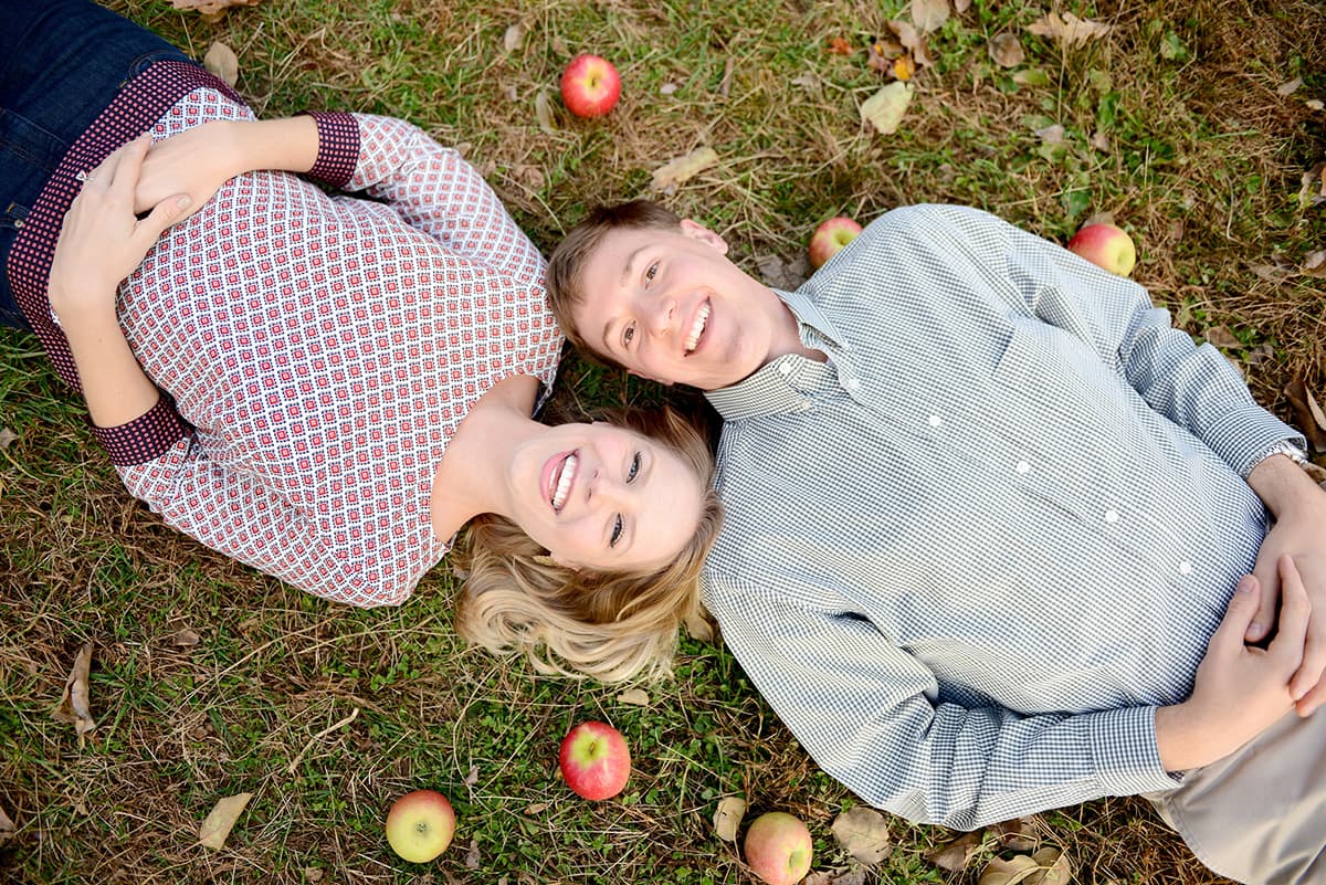 SkyTop orchard engagement pictures in Flat Rock, NC
