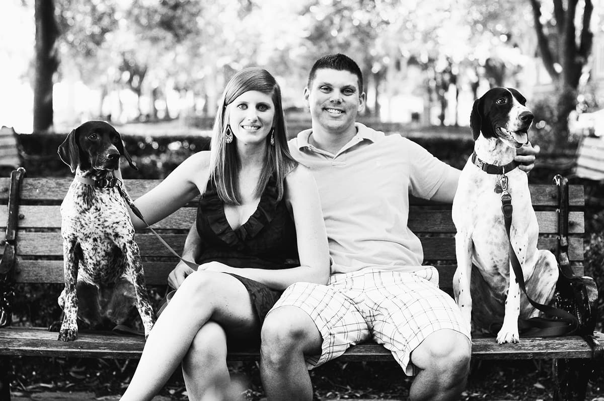 Engagement pictures in Charleston, SC with dogs