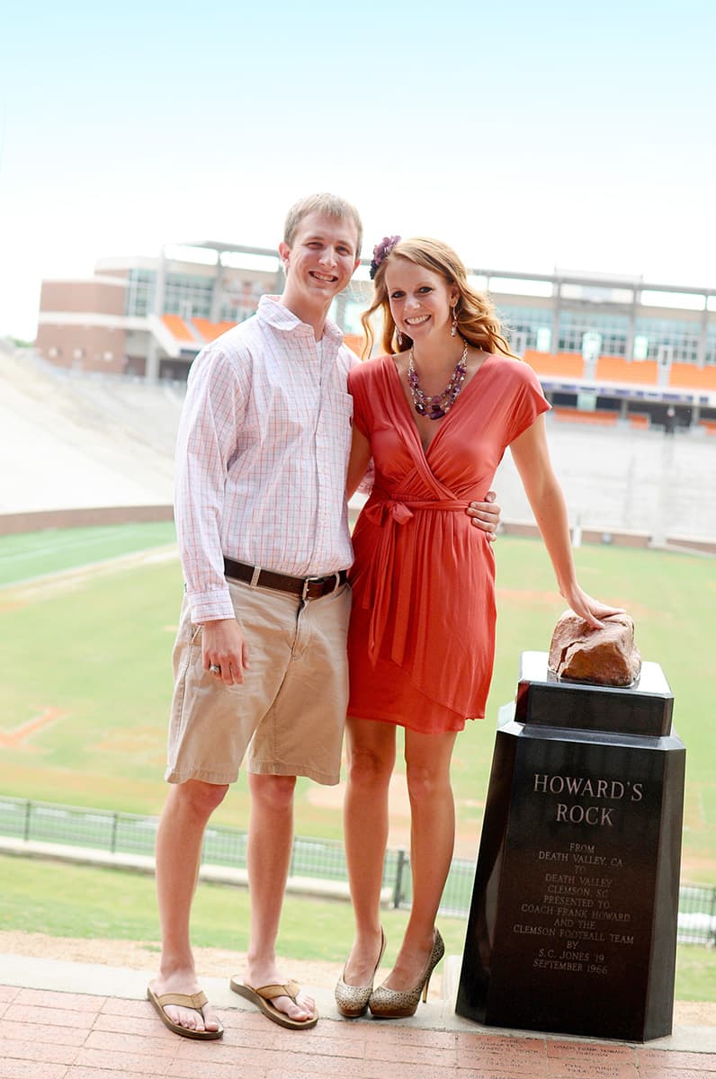 Engagement pictures at Howard's Rock at Death Valley at Clemson University in Clemson, SC