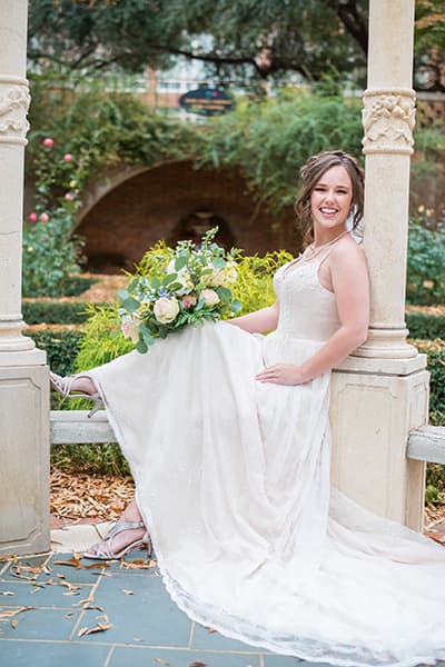 Bridal portrait at the rose garden at Furman University in Greenville, SC