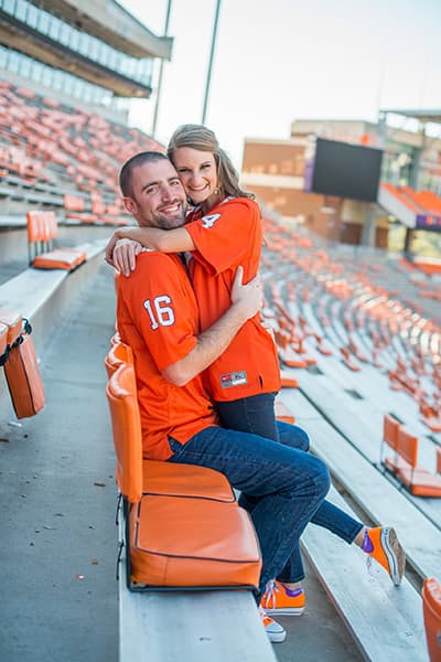Engagement pictures in Death Valley at Clemson University in Clemson, SC