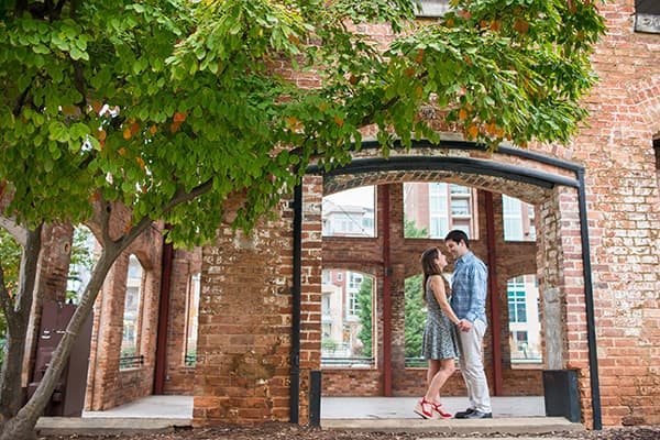 Engagement at Wyche Pavilion, downtown Greenville, SC