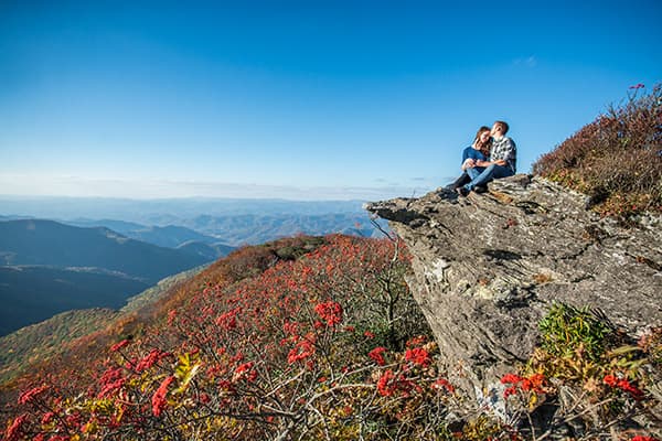 Craggy Gardens engagement photo in Black Mountain NC
