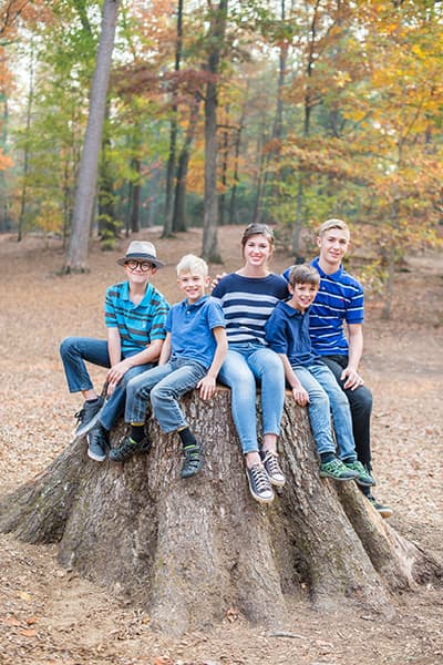 Family pictures at Paris Mountain State Park in Greenville, SC