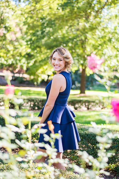 Fashion with roses from garden at Furman University