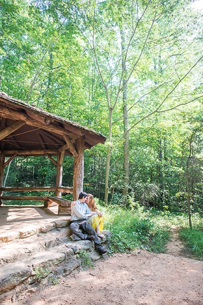 Engagement pictures at Paris Mountain State Park