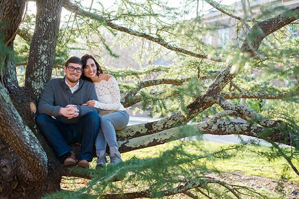 Engagement pictures in Greenville, SC at Furman University