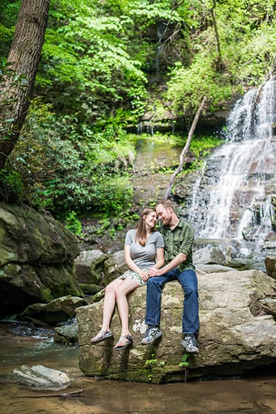 Engagement pictures at a waterfall | Yellow Branch Falls in South Carolina