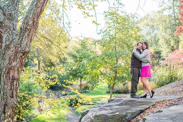 Engagement pictures at the Rock Quarry Garden in Greenville, SC