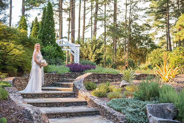 Bridal portraits in a garden | SC Botanical Gardens in Clemson, SC
